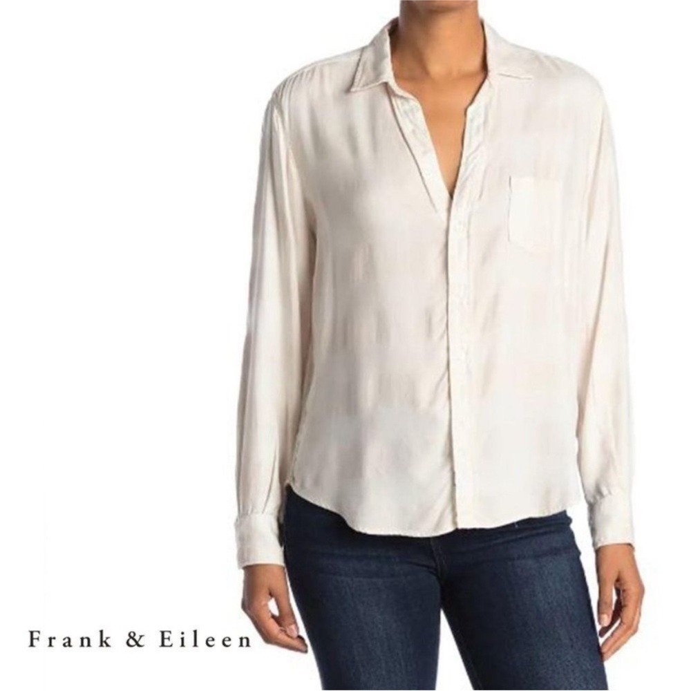 Frank & Eileen Cream Plaid Italian Modal Oversized Button Down Size: S